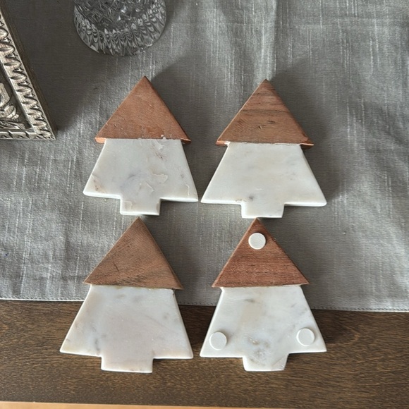 White and Brown Holiday Decor Minimalist Christmas Tree Ornaments. Set o… - Picture 2 of 8